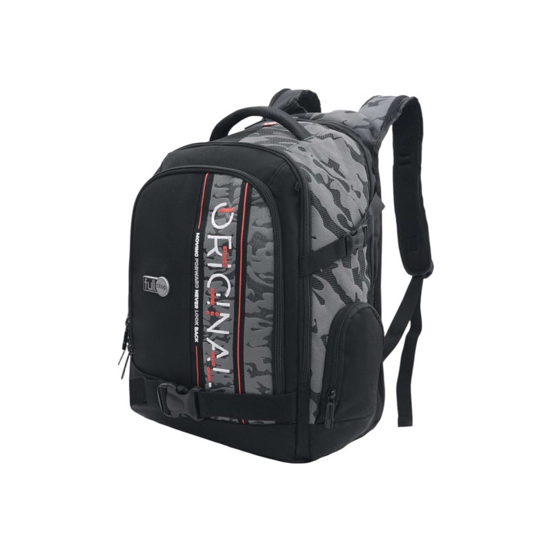 Full Stop Panelled Black Backpack for Boys - Image 2